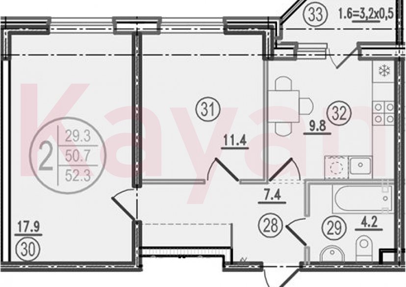 Продажа 2-комн. квартиры, 50.7 кв.м фото 0