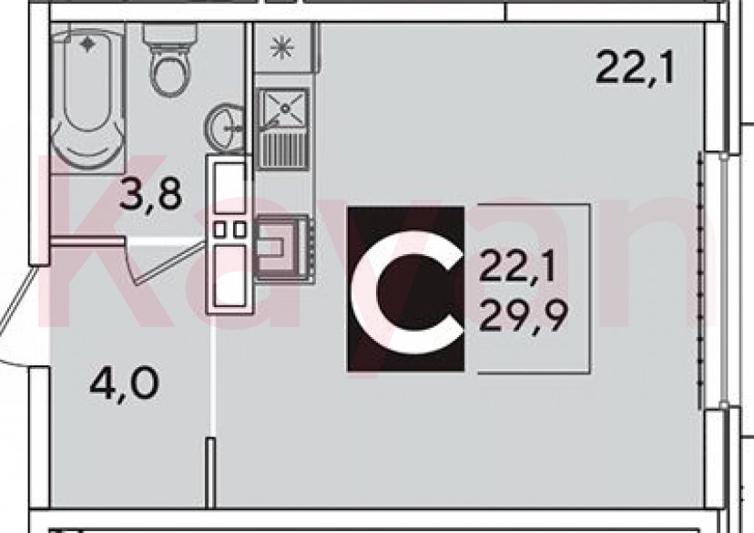 Продажа студии, 29.9 кв.м фото 0