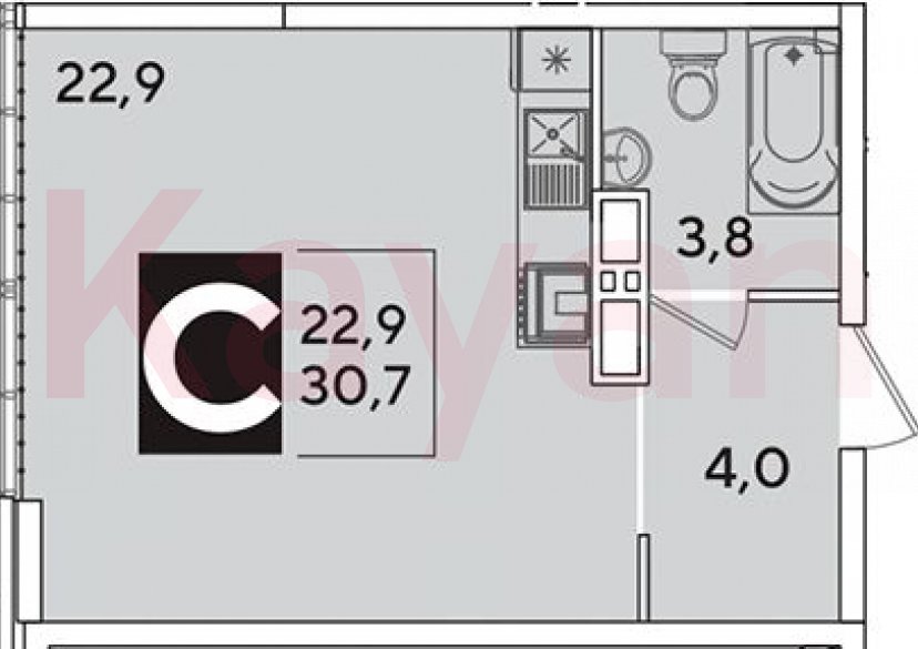 Продажа студии, 30.7 кв.м фото 0