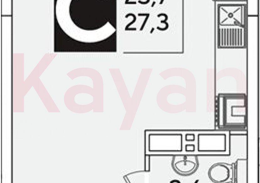 Продажа студии, 27.3 кв.м фото 0