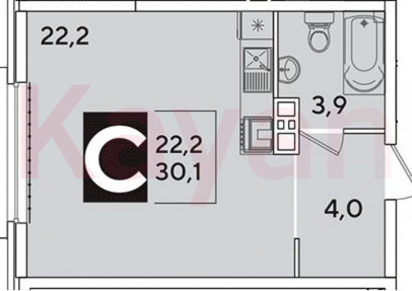 Продажа студии, 30.1 кв.м фото 0