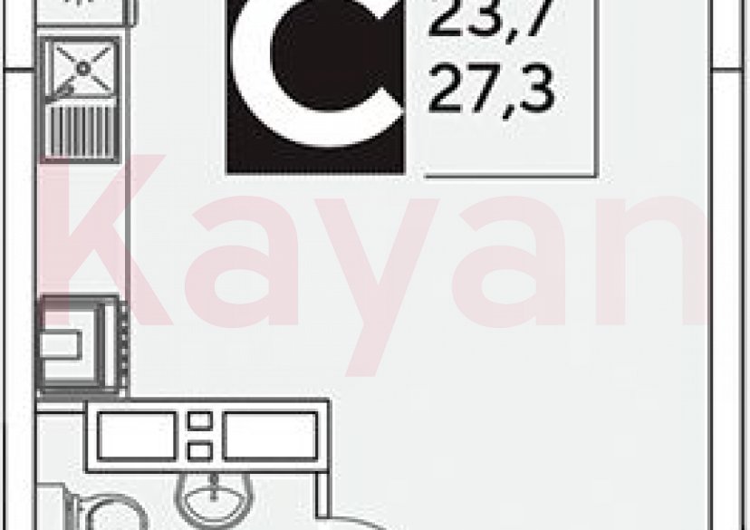 Продажа студии, 27.3 кв.м фото 0