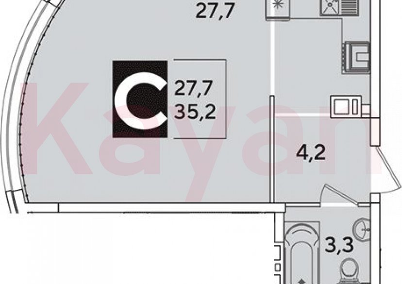 Продажа студии, 35.2 кв.м фото 0