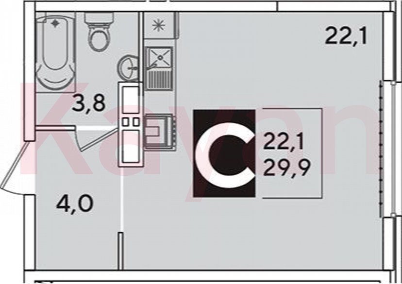 Продажа студии, 29.9 кв.м фото 0 Продажа студии, 29.9 кв.м фото 0