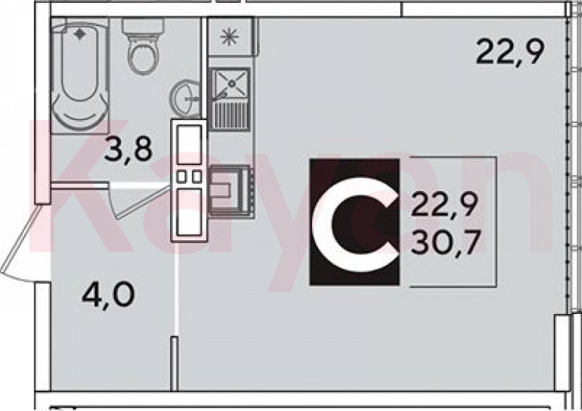 Продажа студии, 30.7 кв.м фото 0