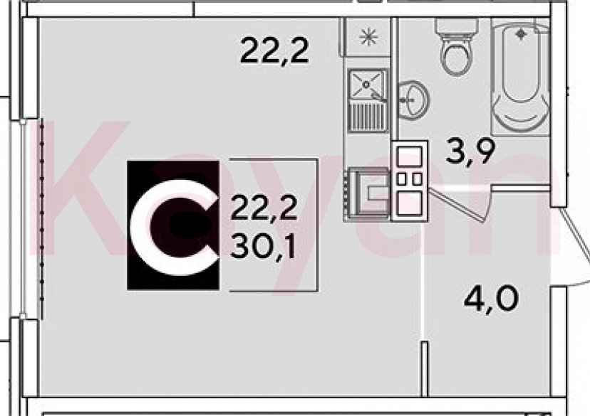 Продажа студии, 30.1 кв.м фото 0