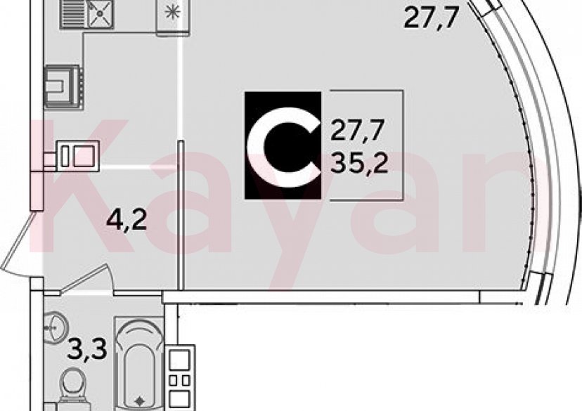 Продажа студии, 35.2 кв.м фото 0