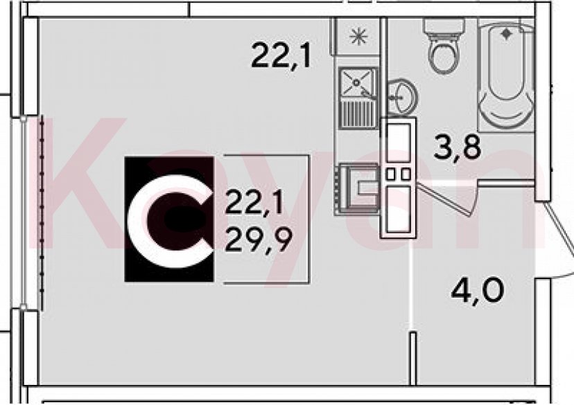 Продажа студии, 29.9 кв.м фото 0