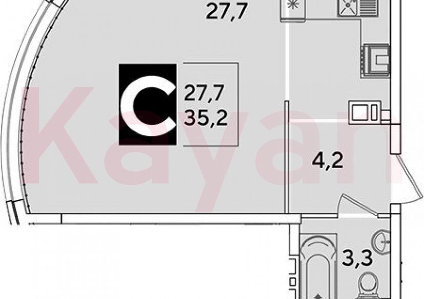 Продажа студии, 35.2 кв.м фото 0