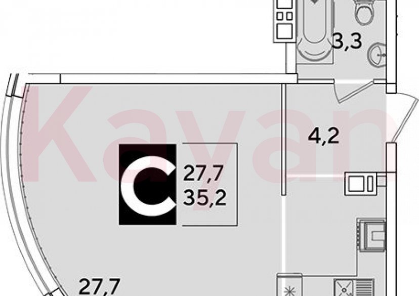Продажа студии, 35.2 кв.м фото 0 Продажа студии, 35.2 кв.м фото 0