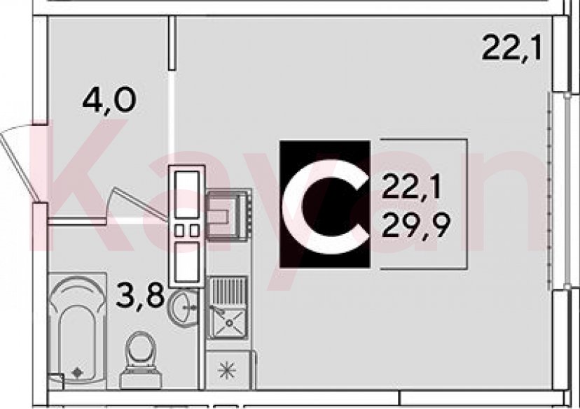 Продажа студии, 29.9 кв.м фото 0 Продажа студии, 29.9 кв.м фото 0