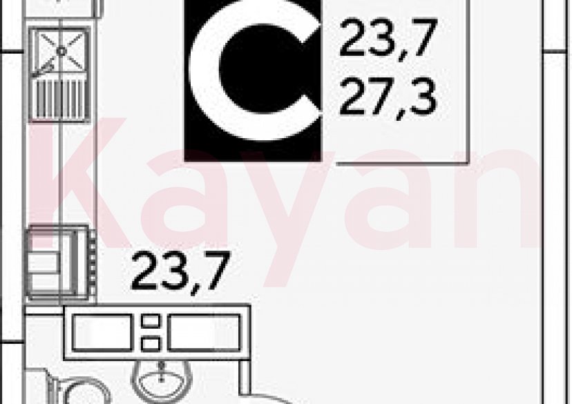 Продажа студии, 27.3 кв.м фото 0