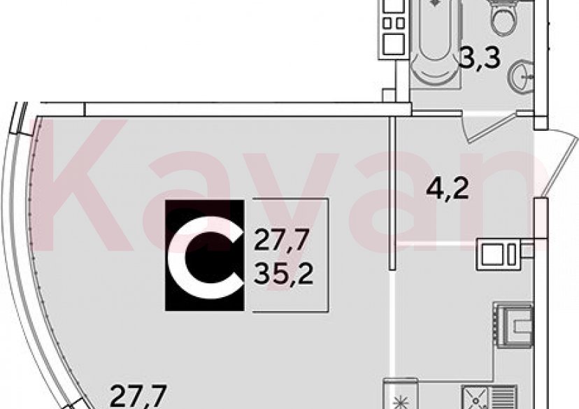 Продажа студии, 35.2 кв.м фото 0