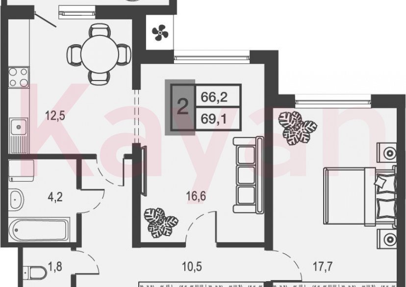 Продажа 2-комн. квартиры, 63.3 кв.м фото 0
