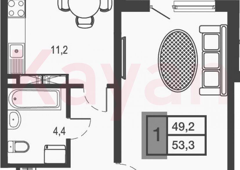Продажа 1-комн. квартиры, 45.1 кв.м фото 0 Продажа 1-комн. квартиры, 45.1 кв.м фото 0