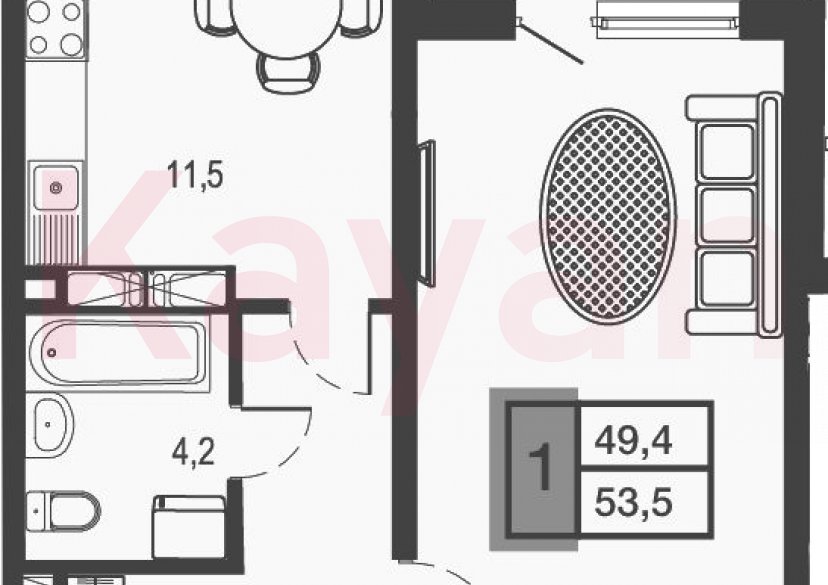 Продажа 1-комн. квартиры, 45.3 кв.м фото 0 Продажа 1-комн. квартиры, 45.3 кв.м фото 0