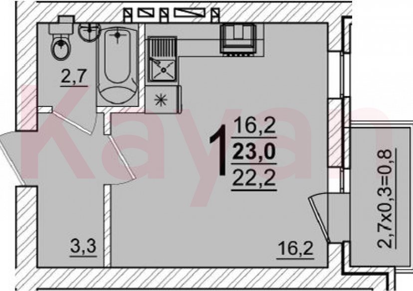 Продажа студии, 22.2 кв.м фото 0