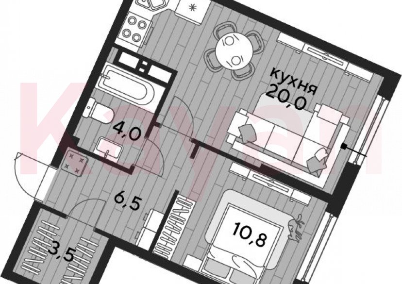 Продажа 1-комн. квартиры, 44.8 кв.м фото 0 Продажа 1-комн. квартиры, 44.8 кв.м фото 0