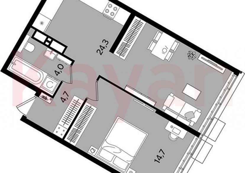 Продажа 1-комн. квартиры, 47.7 кв.м фото 0