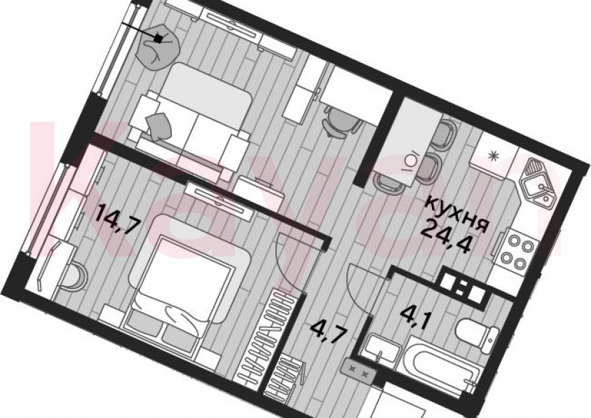 Продажа 1-комн. квартиры, 47.9 кв.м фото 0