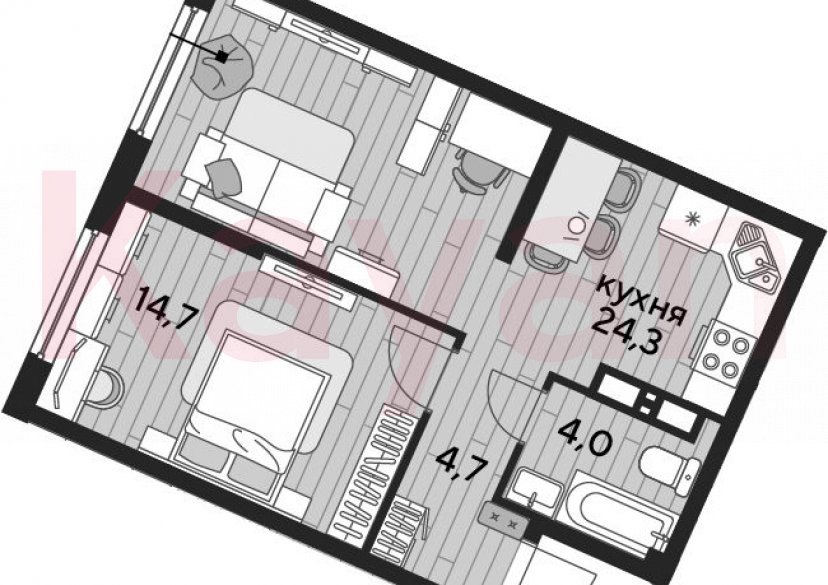 Продажа 1-комн. квартиры, 47.7 кв.м фото 0 Продажа 1-комн. квартиры, 47.7 кв.м фото 0