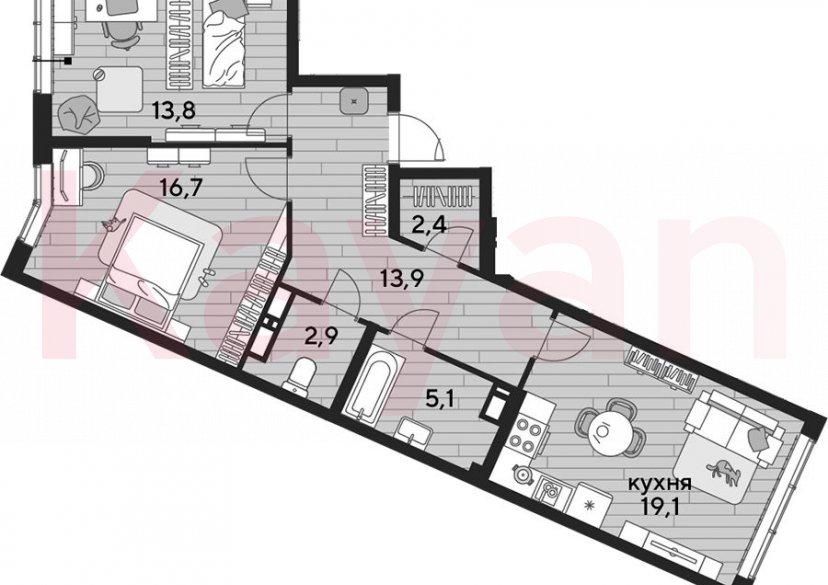 Продажа 2-комн. квартиры, 73.9 кв.м фото 0
