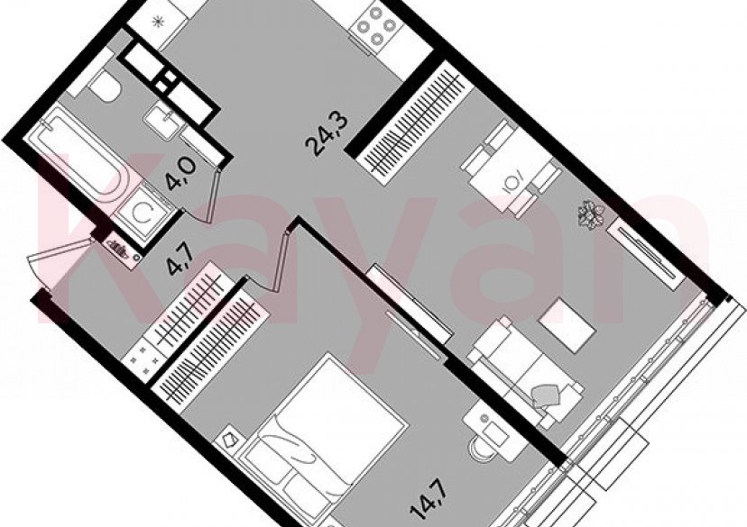 Продажа 1-комн. квартиры, 47.7 кв.м фото 0