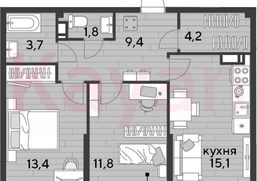 Продажа 2-комн. квартиры, 59.4 кв.м фото 0 Продажа 2-комн. квартиры, 59.4 кв.м фото 0