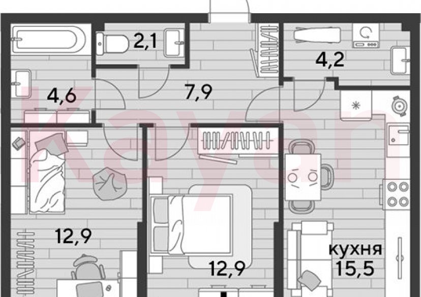 Продажа 3-комн. квартиры, 60.1 кв.м фото 0 Продажа 3-комн. квартиры, 60.1 кв.м фото 0