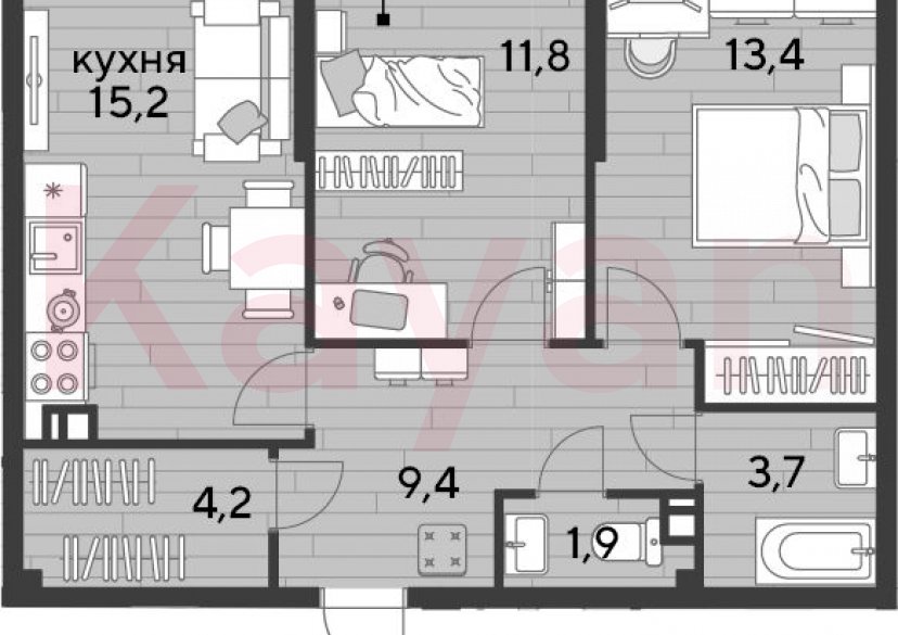 Продажа 2-комн. квартиры, 59.6 кв.м фото 0 Продажа 2-комн. квартиры, 59.6 кв.м фото 0