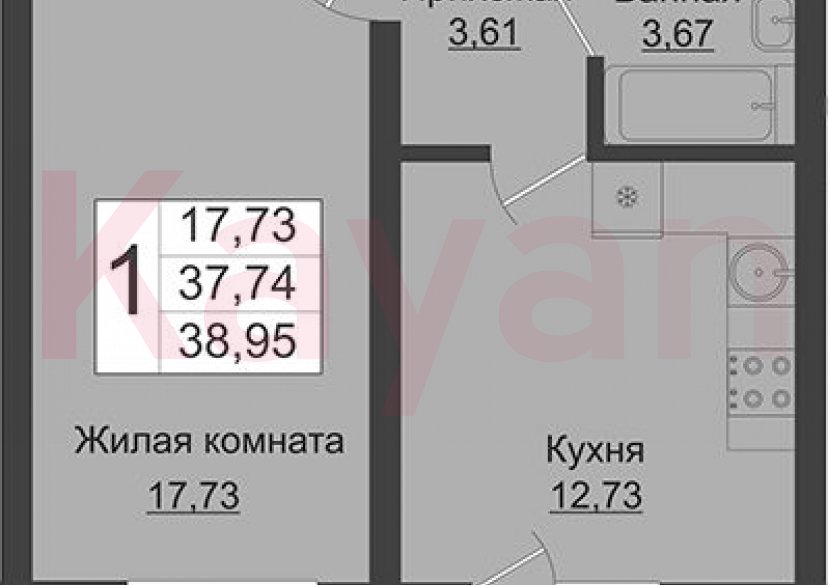 Продажа 1-комн. квартиры, 37.74 кв.м фото 0 Продажа 1-комн. квартиры, 37.74 кв.м фото 0