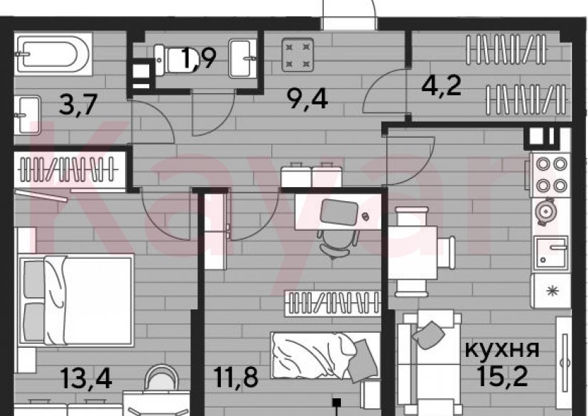 Продажа 2-комн. квартиры, 59.6 кв.м фото 0 Продажа 2-комн. квартиры, 59.6 кв.м фото 0