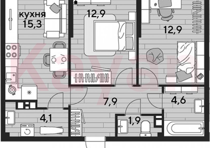 Продажа 2-комн. квартиры, 59.6 кв.м фото 0 Продажа 2-комн. квартиры, 59.6 кв.м фото 0
