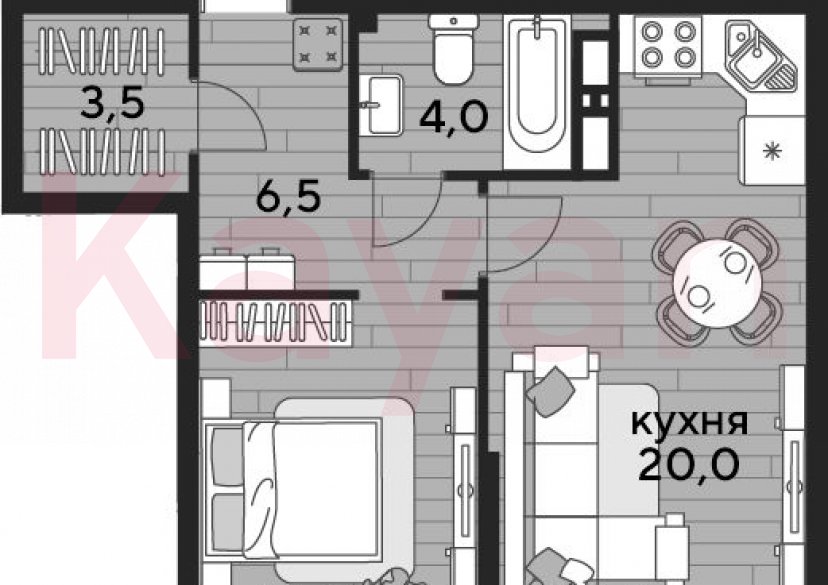 Продажа 1-комн. квартиры, 44.8 кв.м фото 0 Продажа 1-комн. квартиры, 44.8 кв.м фото 0