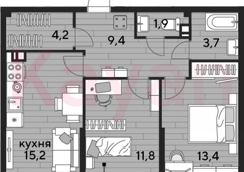 Продажа 2-комн. квартиры, 59.6 кв.м фото 0 Продажа 2-комн. квартиры, 59.6 кв.м фото 0