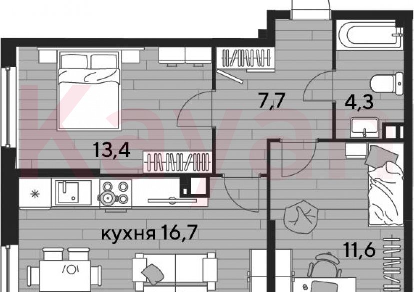 Продажа 2-комн. квартиры, 53.7 кв.м фото 0 Продажа 2-комн. квартиры, 53.7 кв.м фото 0