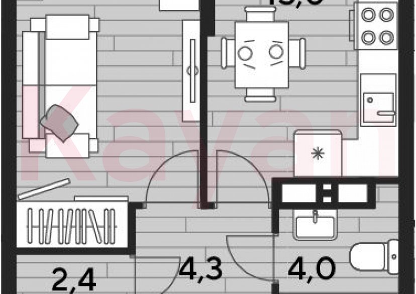 Продажа 1-комн. квартиры, 38.4 кв.м фото 0