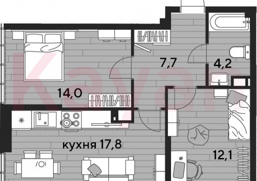Продажа 2-комн. квартиры, 55.8 кв.м фото 0 Продажа 2-комн. квартиры, 55.8 кв.м фото 0