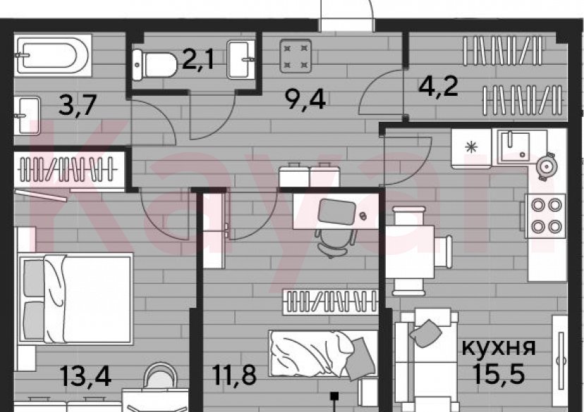 Продажа 2-комн. квартиры, 60.1 кв.м фото 0 Продажа 2-комн. квартиры, 60.1 кв.м фото 0