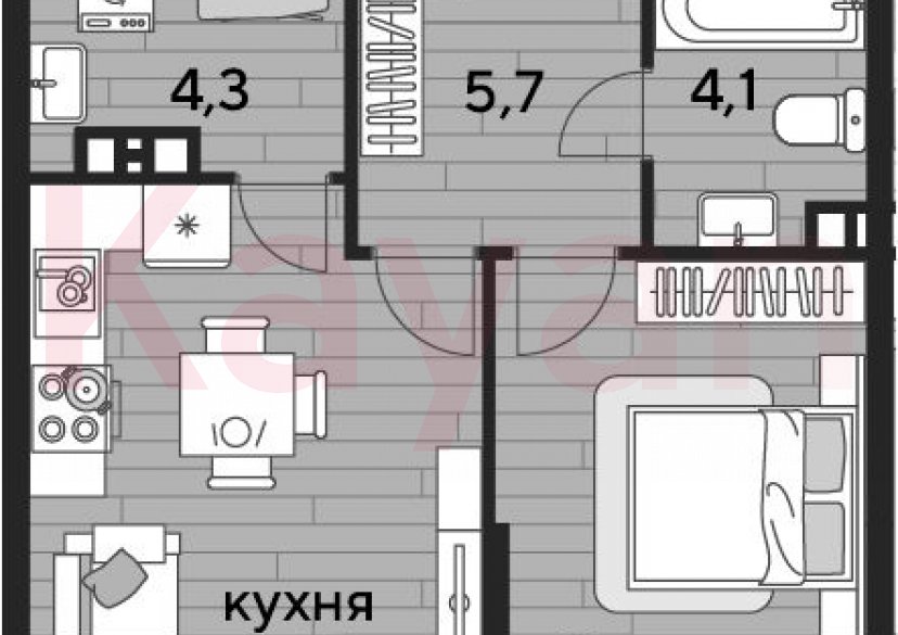 Продажа 1-комн. квартиры, 44.4 кв.м фото 0 Продажа 1-комн. квартиры, 44.4 кв.м фото 0