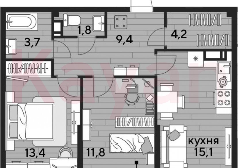 Продажа 2-комн. квартиры, 59.4 кв.м фото 0 Продажа 2-комн. квартиры, 59.4 кв.м фото 0