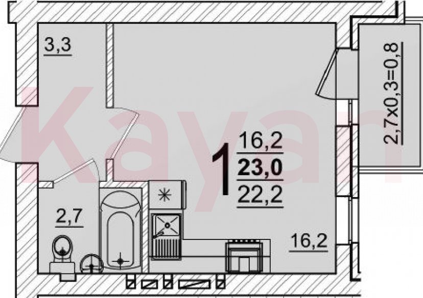 Продажа студии, 22.2 кв.м фото 0 Продажа студии, 22.2 кв.м фото 0