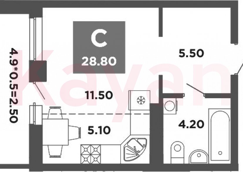 Продажа студии, 26.3 кв.м фото 0