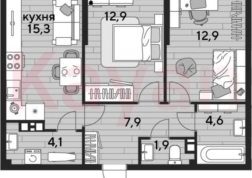 Продажа 2-комн. квартиры, 59.6 кв.м фото 0 Продажа 2-комн. квартиры, 59.6 кв.м фото 0