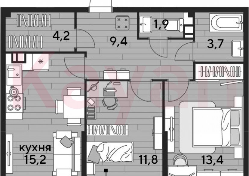 Продажа 2-комн. квартиры, 59.6 кв.м фото 0 Продажа 2-комн. квартиры, 59.6 кв.м фото 0