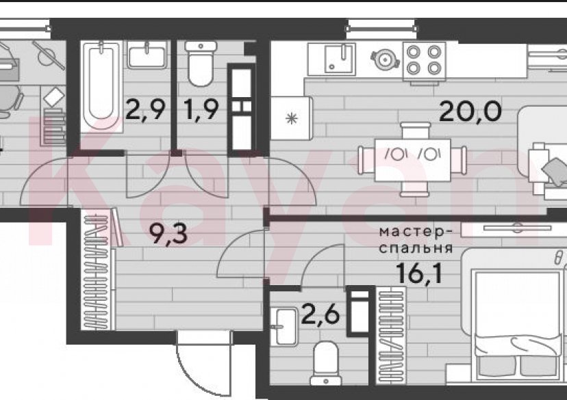 Продажа 2-комн. квартиры, 68.1 кв.м фото 0