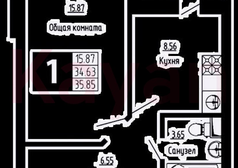 Продажа 1-комн. квартиры, 34.63 кв.м фото 0 Продажа 1-комн. квартиры, 34.63 кв.м фото 0