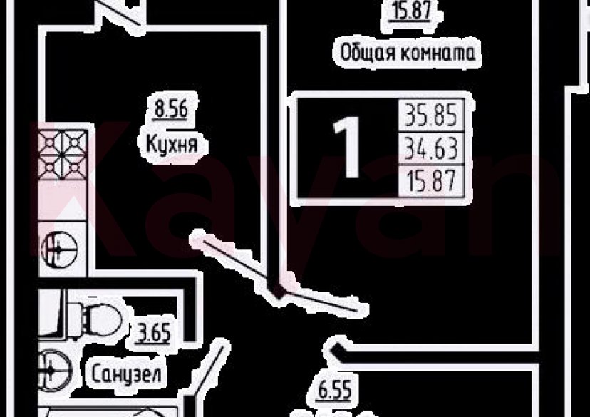 Продажа 1-комн. квартиры, 34.63 кв.м фото 0 Продажа 1-комн. квартиры, 34.63 кв.м фото 0