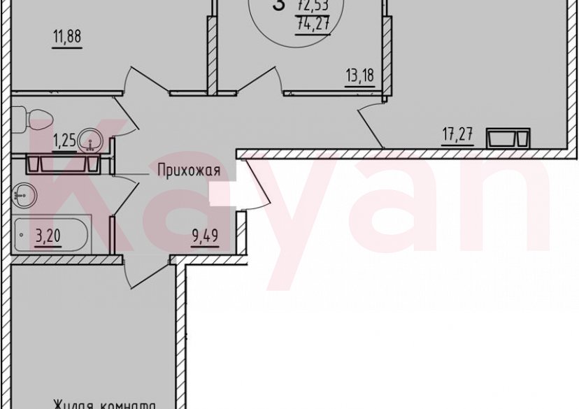Продажа 3-комн. квартиры, 72.53 кв.м фото 0 Продажа 3-комн. квартиры, 72.53 кв.м фото 0