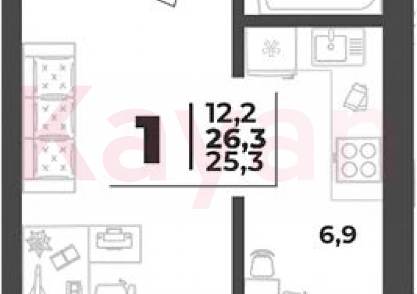 Продажа 1-комн. квартиры, 25.3 кв.м фото 0 Продажа 1-комн. квартиры, 25.3 кв.м фото 0